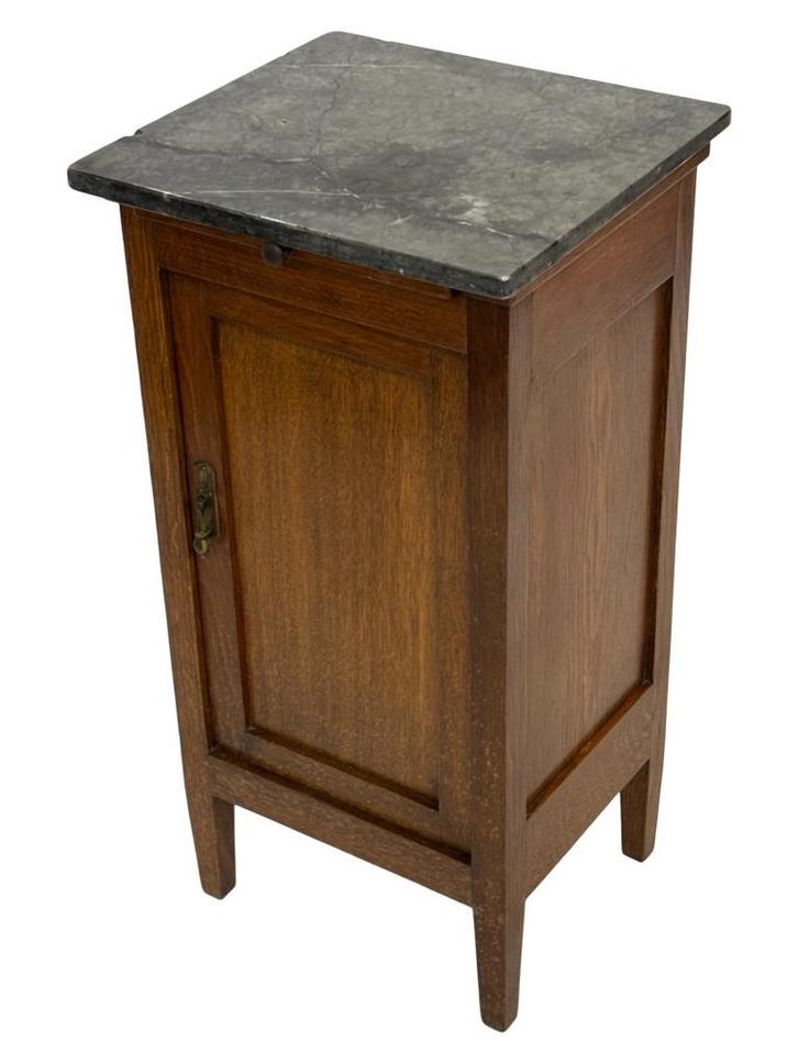 Art Deco Amsterdamse School Kastje Nachtkastje Marmeren Blad, Huis en Inrichting, Slaapkamer | Nachtkastjes, Gebruikt, 70 cm of meer