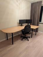 Complete werkplek Set: Bureau, Stoel, 2 Schermen + Docking, Ophalen of Verzenden, Gebruikt, Bureau
