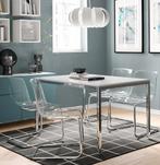 Witte Eettafel Torsby ikea met Chrome Poten, Ophalen, Gebruikt, 50 tot 100 cm, Vijf personen of meer