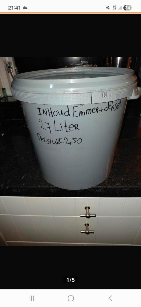 17 en 10 liter emmers met afsluitbaar deksel, Huis en Inrichting, Emmers, Kunststof, Met deksel, Ophalen