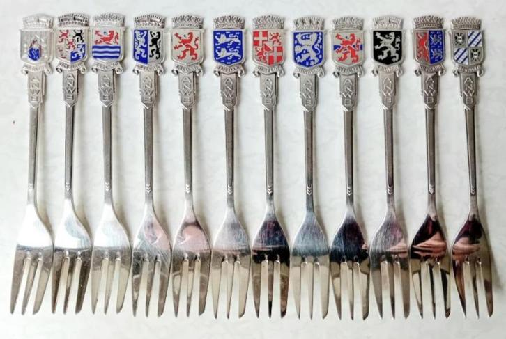 12 provincies van nederland gebaks/taartvorkjes, Antiek en Kunst, Antiek | Emaille, Ophalen of Verzenden