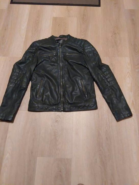 GOOSECRAFT PRACHTIG LEREN JASJE MAAT L, Kleding | Heren, Jassen | Winter, Zo goed als nieuw, Maat 52/54 (L), Groen, Ophalen of Verzenden