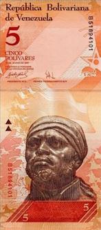 Venezuela bankbiljet 5 Bolivares 2007, Pick 89a UNC, Postzegels en Munten, Bankbiljetten | Amerika, Los biljet, Zuid-Amerika, Ophalen