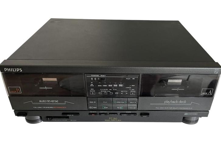 Philips Double Stereo Cassette Deck 70FC260, Audio, Tv en Foto, Cassettedecks, Dubbel, Philips, Tiptoetsen, Tape counter, Ophalen of Verzenden