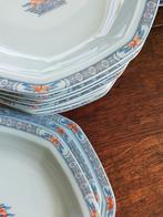 9 pers. Haviland Limoges, Orangeraie, oranje/jeansblauw, Huis en Inrichting, Keuken | Servies, Ophalen, Zo goed als nieuw, Bord(en)