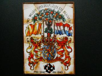 Opaline plaquette Je Maintiendrai  Wapenschild 1940 - 1945 beschikbaar voor biedingen