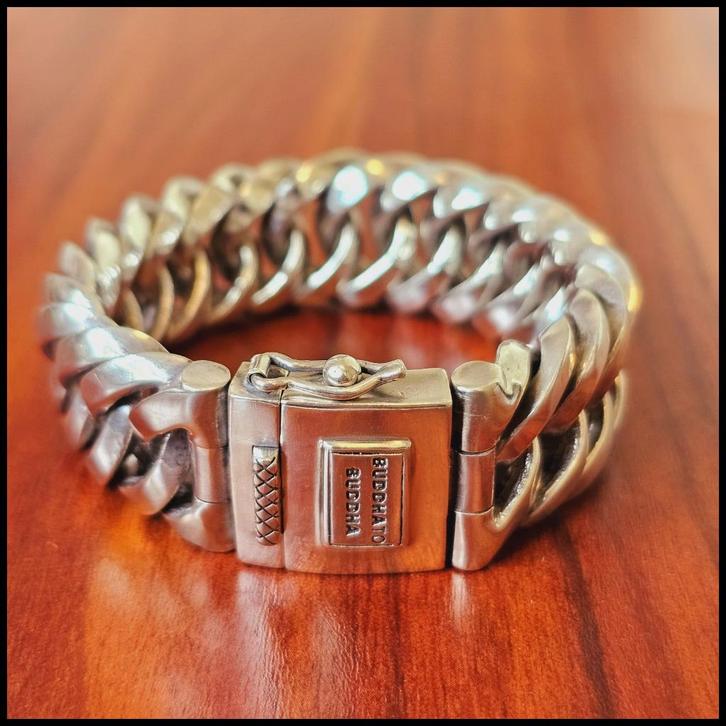 CHAIN BIG      Buddha to Buddha armband maat E, Sieraden, Tassen en Uiterlijk, Armbanden, Zo goed als nieuw, Zilver, Zilver, Ophalen of Verzenden