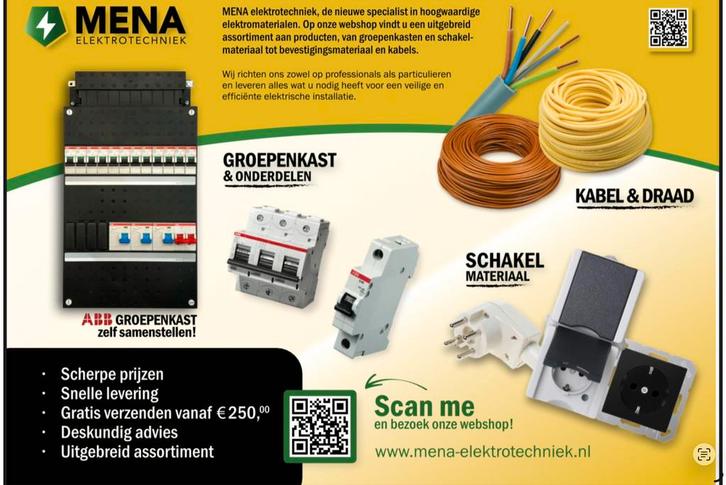 Voordelige elektro materialen bij MeNa Elektrotechniek, Doe-het-zelf en Verbouw, Elektra en Kabels, Nieuw, Overige typen, Ophalen of Verzenden