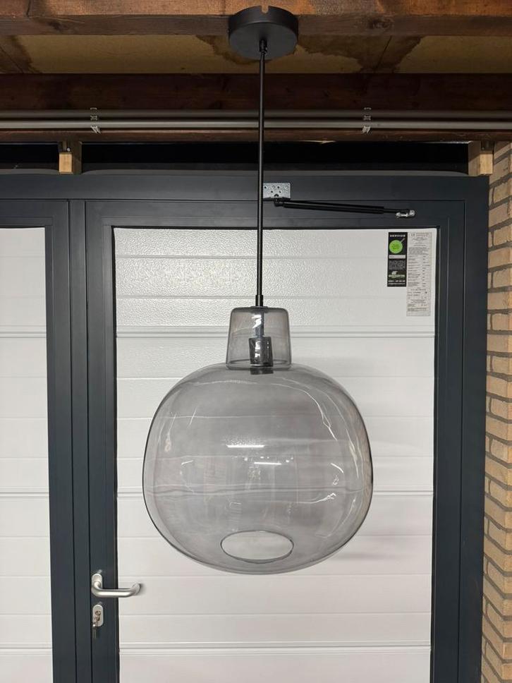 Glazen hanglamp, 2 stuks, Huis en Inrichting, Lampen | Hanglampen, Zo goed als nieuw, Minder dan 50 cm, Ophalen