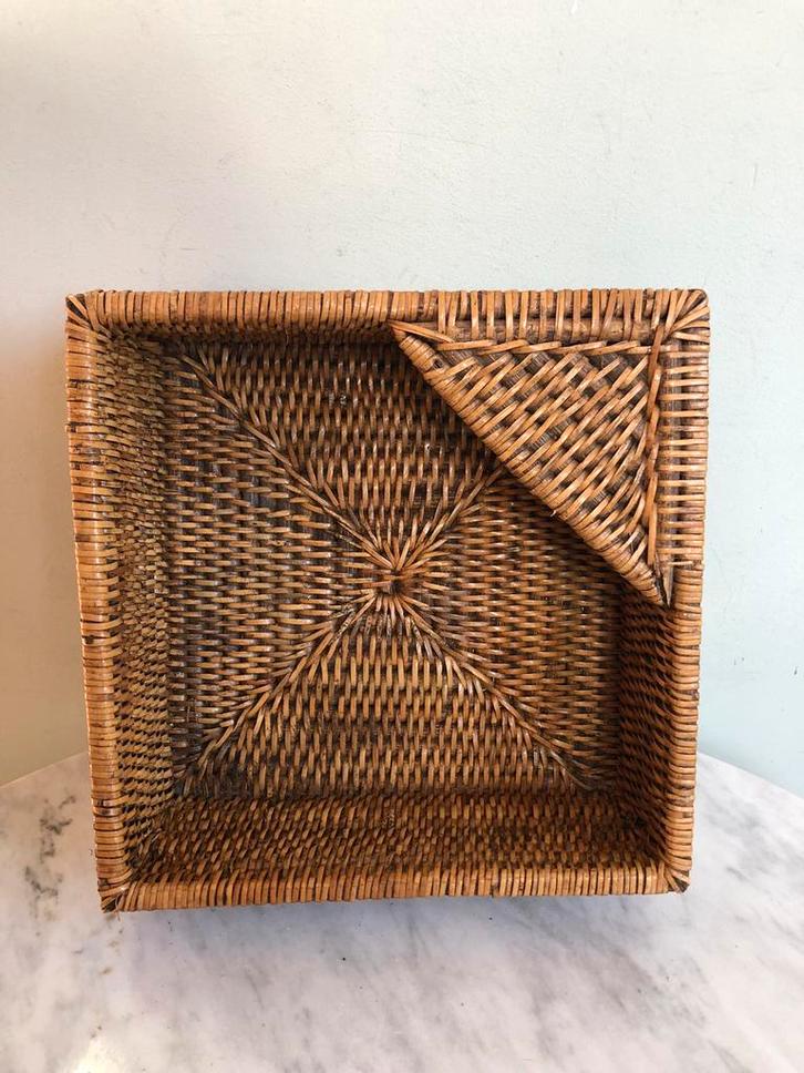 Rattan rotan servethouder Birmariet Myanmar, z.g.a.n., Huis en Inrichting, Woonaccessoires | Schalen en Manden, Zo goed als nieuw