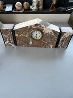Klok, Art Deco marmeren schouwklok Minerva met zijblokken, Verzenden