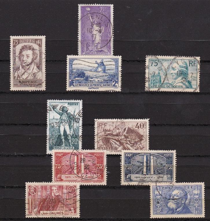 Frankrijk 1936 collectie gestempeld tussen YT nr. 309 - 319, Postzegels en Munten, Postzegels | Europa | Frankrijk, Gestempeld
