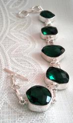 zilver armband met groene Kwarts, Sieraden, Tassen en Uiterlijk, Armbanden, Verzenden, Nieuw, Met edelsteen, Groen