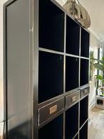 Zwarte boekenkast met laden - 120x40x205 cm, Ophalen, Overige materialen, Gebruikt, 100 tot 150 cm