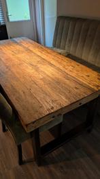 houten tafel met metalen poot, Ophalen, 200 cm of meer, 50 tot 100 cm, Zo goed als nieuw