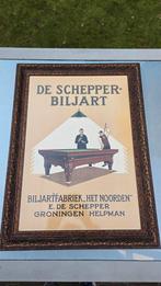 Oude Art Deco reclame poster De Schepper Biljart Groningen, Ophalen, Gebruikt, Overige typen