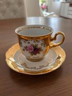 Bavaria 24K Gouden Kop en Schotel met rozendecoratie., Antiek en Kunst, Ophalen of Verzenden