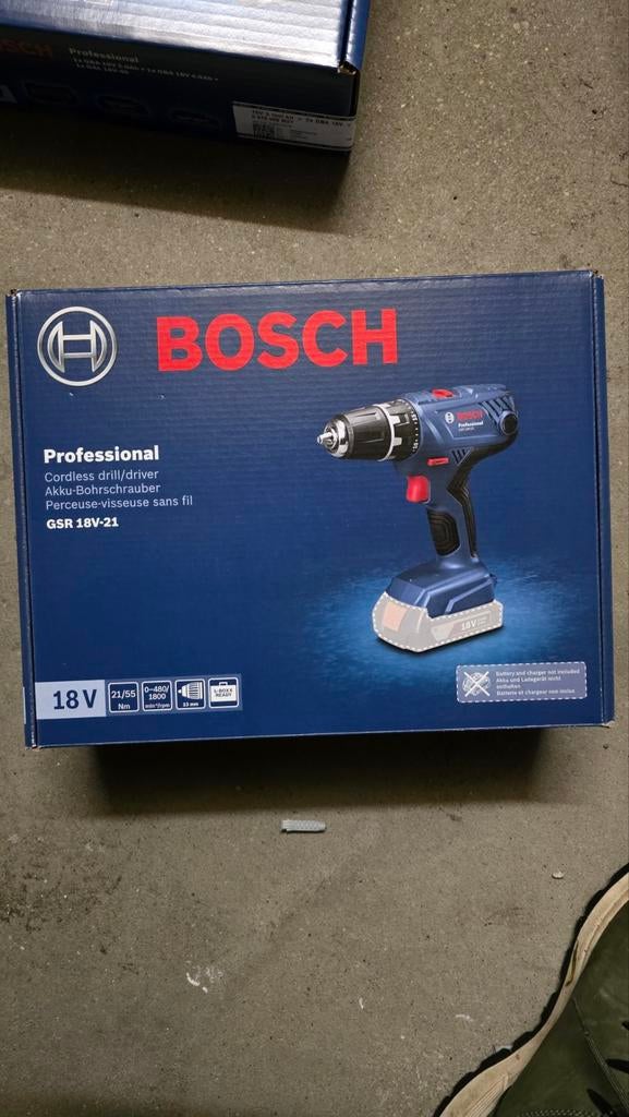 Bosch GSR 18V-21 Schroefboormachine - Nieuwstaat, Ophalen, Variabele snelheid, Minder dan 400 watt, Zo goed als nieuw
