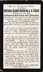 Schoot Adrianus 1857 Tilburg 1919 Tilburg, Ophalen of Verzenden, Bidprentje