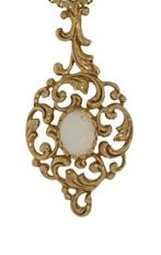 Grote exclusieve gouden broche Opaal granaten Vintage, Goud, Met edelsteen, Ophalen of Verzenden, Broche