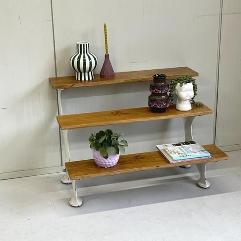 Antiek Parnall & Sons bankje sidetable trapje industrieel, Huis en Inrichting, Tafels | Sidetables, Gebruikt, 50 tot 75 cm, 50 tot 100 cm