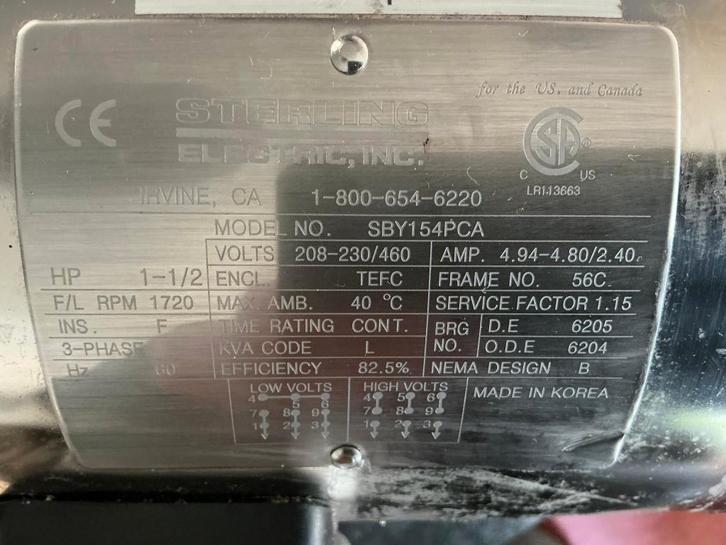 RVS 3 fase opsteek motor 1,5 HP (~1,1 KW), Hobby en Vrije tijd, Overige Hobby en Vrije tijd, Nieuw, Ophalen