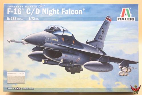 Italeri 1/72 F-16C/D Night Falcon, Hobby en Vrije tijd, Modelbouw | Vliegtuigen en Helikopters, Nieuw, Vliegtuig, 1:72 tot 1:144