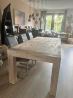 Massief wiken eetkamer tafel, Huis en Inrichting, Ophalen, Gebruikt, 100 tot 150 cm, 200 cm of meer