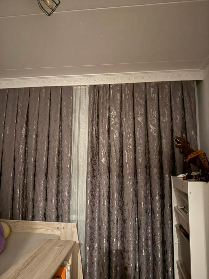 Overgordijnen Nieuw, Huis en Inrichting, Stoffering | Gordijnen en Lamellen, Nieuw, 200 cm of meer, 200 cm of meer, Grijs, Ophalen of Verzenden