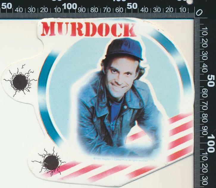 Sticker: The A-Team - Murdock, Verzamelen, Stickers, Zo goed als nieuw, Film, Tv of Omroep, Ophalen of Verzenden