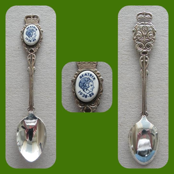 Lepeltje Prinses Beatrix 50 jaar   (Verzendkosten nl € 1,30), Antiek en Kunst, Antiek | Bestek, Verzenden