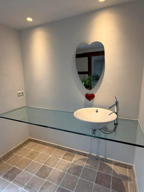 Badkamer of vestiaire glazen tablet van 207 x 60 x 2 cm dik, Huis en Inrichting, Badkamer | Badkamermeubels, Gebruikt, Wasbak of Wastafel