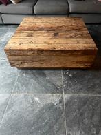 Robuuste Teak Salontafel Kubus met Lade, Huis en Inrichting, Ophalen, Gebruikt, 100 tot 150 cm, Minder dan 50 cm