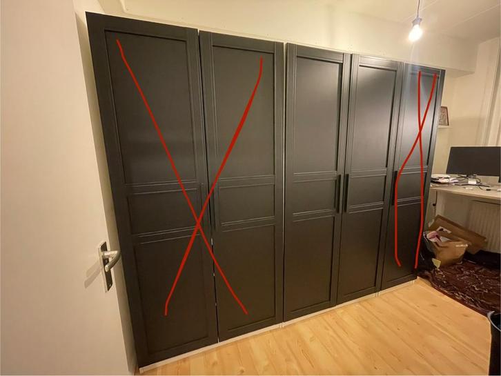 1 zwarte paxkast met Hackås handgrepen, Huis en Inrichting, Kasten | Kledingkasten, 200 cm of meer, 50 tot 75 cm, Ophalen