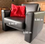 Zwarte leren fauteuil te koop, Huis en Inrichting, Stoelen, Ophalen, Zwart, Leer, Zo goed als nieuw