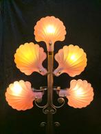 Deknudt messing vloerlamp, art deco shell lamp, roze, Ophalen, Gebruikt, Art deco, Metaal