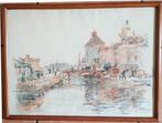 Jan Altink(1885)Tekening"Gezicht Groningen Winschoterdiep"Ge, Ophalen of Verzenden