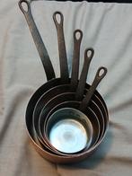 Franse 5 delige koperen pannenset, pannen, Ophalen of Verzenden
