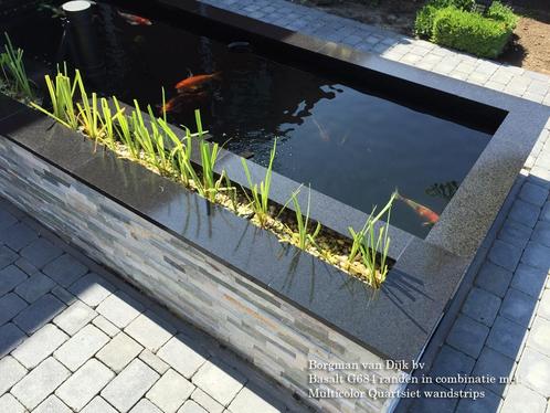 prachtige vijverrand Basalt Gezoet 100x15x3 cm - TOPPRIJS, Tuin en Terras, Vijvers, Nieuw, Ophalen