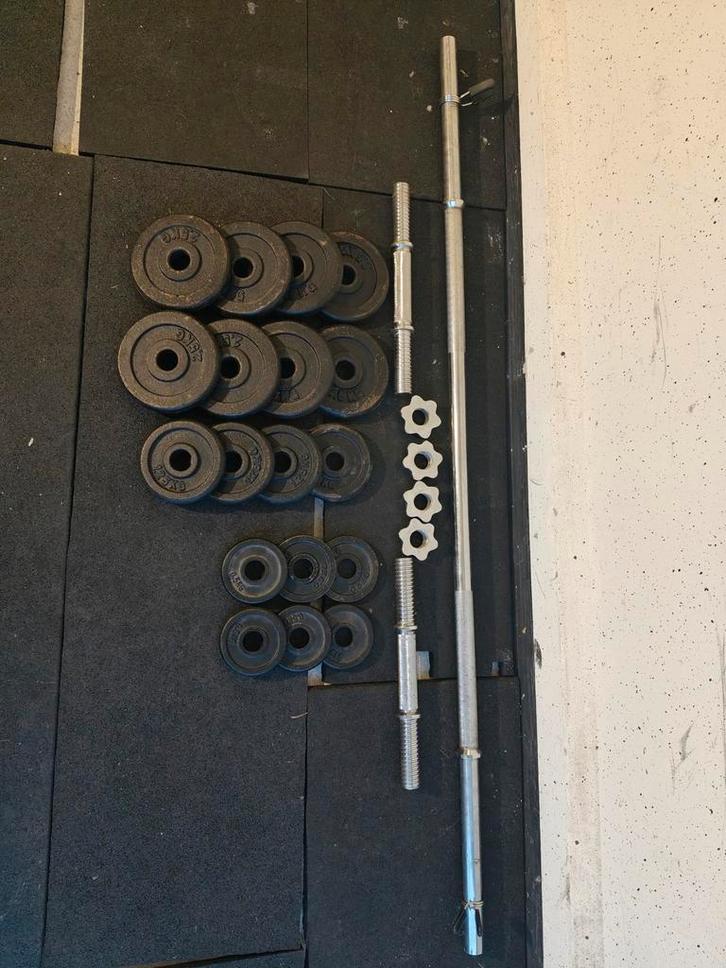31kg Halterset met Stang & Dumbbellstangen, Sport en Fitness, Fitnessmaterialen, Ophalen