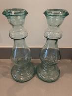 2 grote glazen kandelaars, Ophalen, Zo goed als nieuw, Overige materialen, Minder dan 25 cm