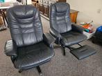 2 leren relaxfauteuils met voetenbank, Ophalen, Gebruikt, Minder dan 75 cm, Leer