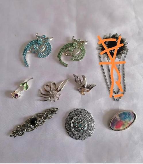 Vintage broches zilverkleurig, steentjes VANAF € 1,00, Sieraden, Tassen en Uiterlijk, Broches, Zo goed als nieuw, Overige materialen