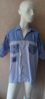 Vintage 90's Heren zomer Blouse L Topstaat, Verzenden, Zo goed als nieuw, Blauw, Halswijdte 41/42 (L)