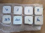 Set van 8 Delfts Blauwe tegeltjes 17de eeuw, Antiek en Kunst, Ophalen of Verzenden