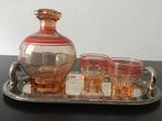Oude franse karaf en twee bijpassende glaajes. Hoog 14 cm., Ophalen of Verzenden, Huis en Inrichting