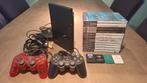 Playstation 2 Slimline Incl. 2 controllers en 4 memorycards, Gebruikt, Zwart, Met games, Met 2 controllers