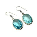 925 zilveren oorbellen Blauwe Topaas-, Hangers, Nieuw, Zilver, Verzenden