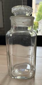 Antieke snoeppot vierkant glas met glazen stop, Antiek en Kunst, Ophalen of Verzenden