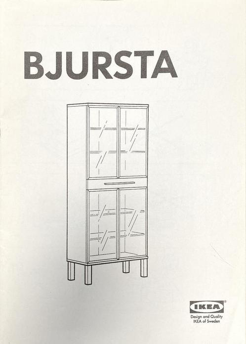 vitrinekast IKEA BJURSTA met lade & glazen legplanken, Huis en Inrichting, Kasten | Vitrinekasten, Zo goed als nieuw, 150 tot 200 cm